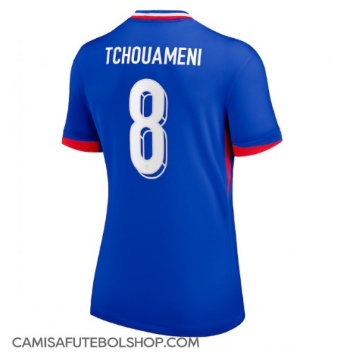 Camisa de time de futebol França Aurelien Tchouameni #8 Replicas 1º Equipamento Feminina Europeu 2024 Manga Curta